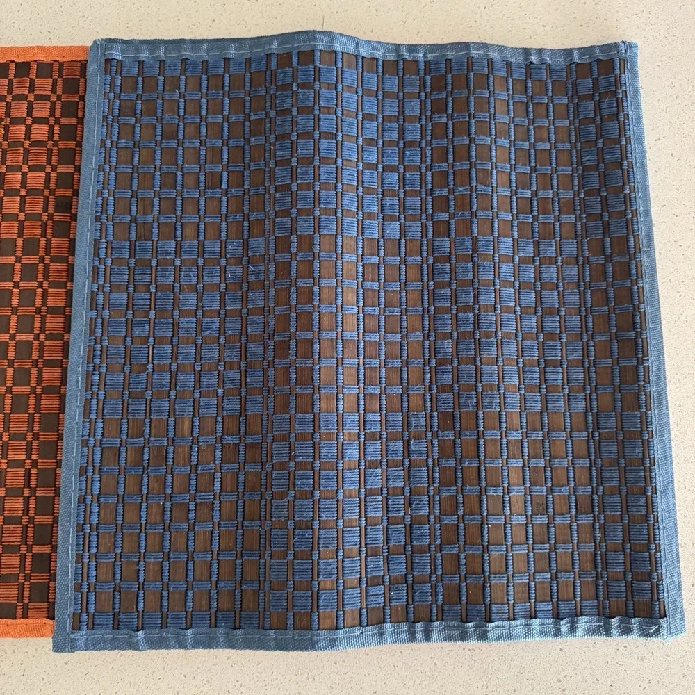 8 Roll Out Placemats 70s Woven Square Orange Green Blue Bohemian
